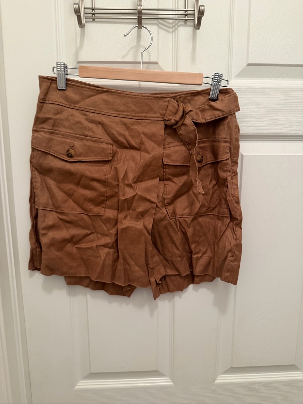 White House Black Market Brown Tie-Waist Utility Skort